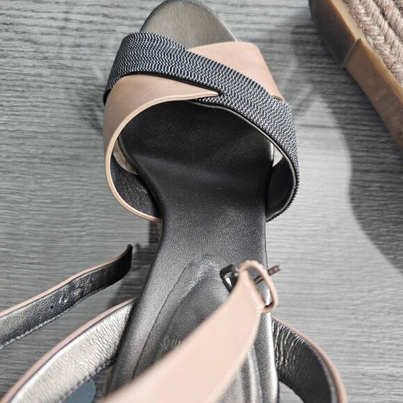 Brunello Cucinelli Leather Wedge Sandal Size 39 US 8.5 9 - Picture 4 of 10